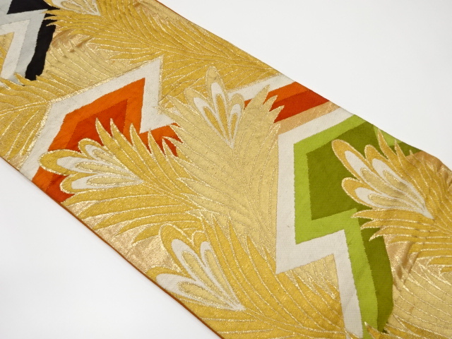 アンティーク　松皮菱に若松模様織り出し袋帯（材料）